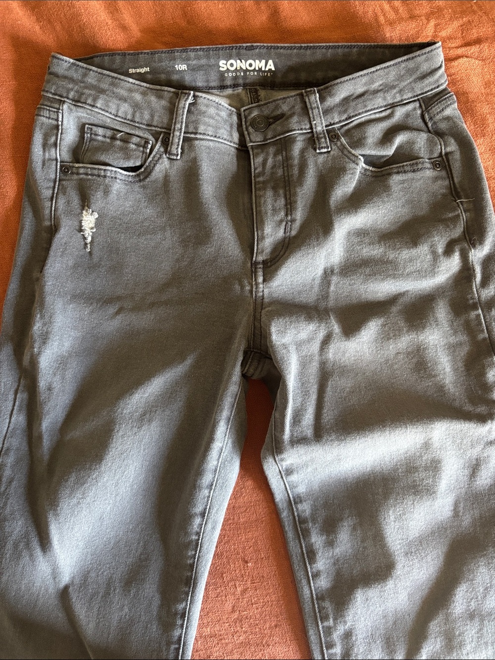 SONOMA Women's Straight Leg Jeans in Gray with Subtle Distress